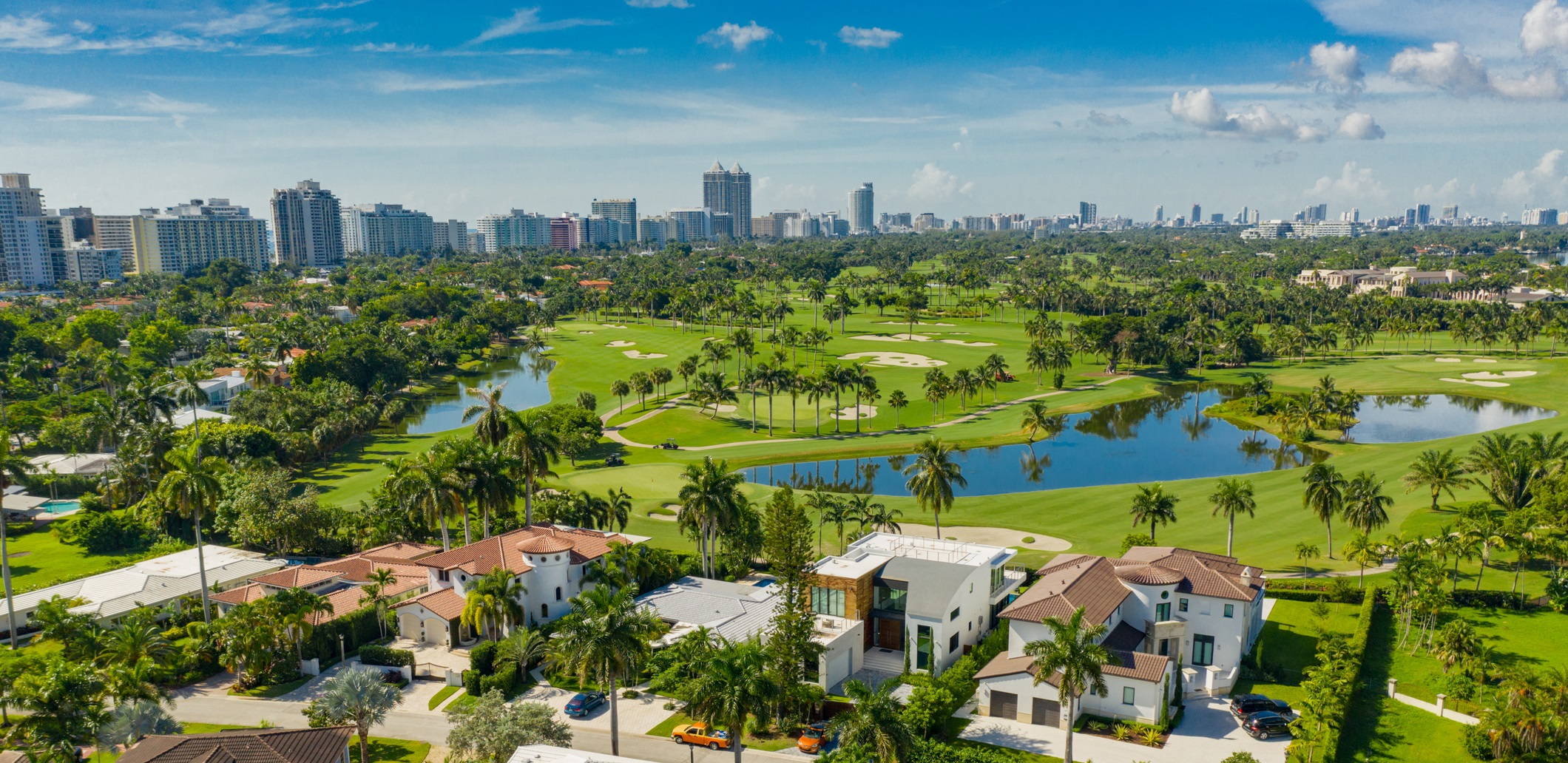 Luxury Miami Beach mansions on golf course landscape - Castle Group